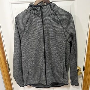 C9 by Champion Full-zip Hooded‎ Jacket Mens Medium Gray Black Striped Athleisure